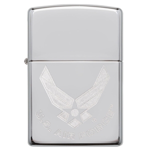 Zippo Lighter High Polish Chrome, US Air Force, Logo