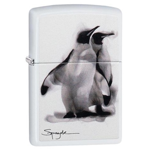 Zippo Lighter White Matte, Spazuk Penguin
