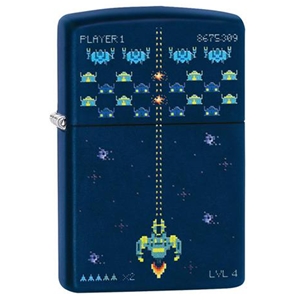 Zippo Lighter Navy Matte, Space Invaders
