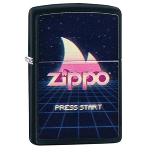 Zippo Lighter Black Matte, Press Start