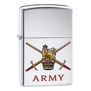 Zippo Lighter High Polish Chrome British Army, Official Crest