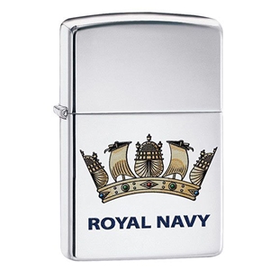 Zippo Lighter High Polish Chrome Royal Navy, Official Crest