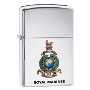 Zippo Lighter High Polish Chrome Royal Marines, Official Crest