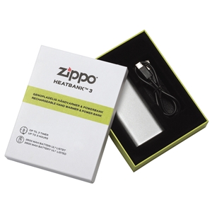 Zippo Heatbank 3 Hour, Rechargable Handwarmer & Power Bank, Silver (Gift Box)