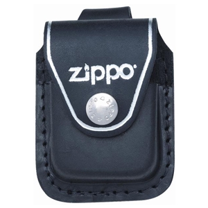 Zippo Black Leather Lighter Pouch With Loop LPLBK