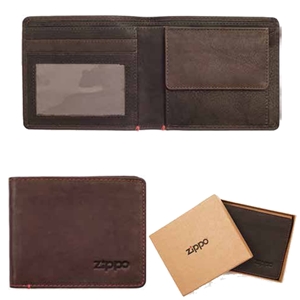 Zippo Leather, Bi-Fold Wallet With Coin Pocket Brown 2005119