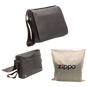 Zippo Leather Messenger Bag, Mocha (38 X 29.3 X 7.7cm)